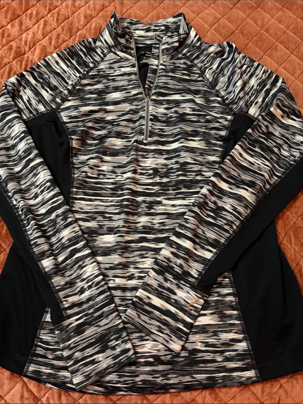 tek gear Black & White Space-Dye Half-Zip Performance Pullover